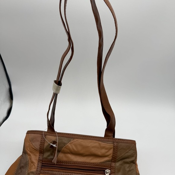Vintage Boho Patchwork Leather Shoulder Bag unused. Brown purse - Picture 6 of 7